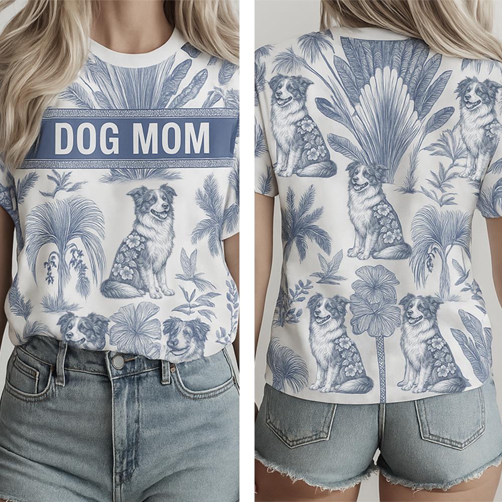 Custom Dog Mom Toile De Jouy Style, Personalized All Over Print Shirt Nh00