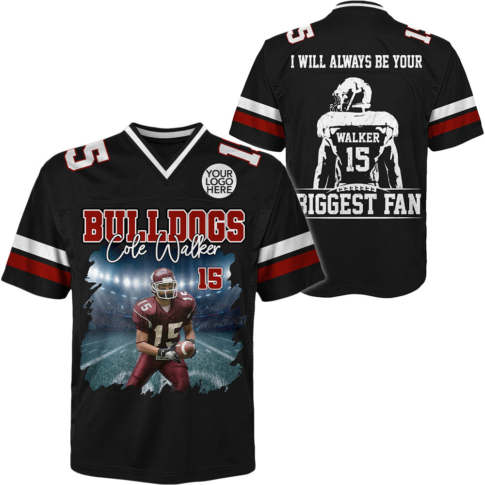 I Will Always Be Your Biggest Fan, Custom Photo Football Game Day Football Jersey, Personalized Gift For Football Player T1807 Do99