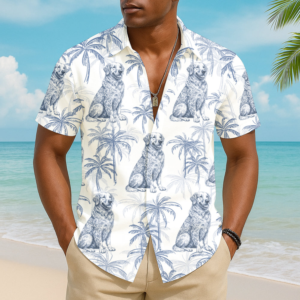 Dog Lovers Toile De Jouy Style, Custom Dog Breeds, Personalized Hawaiian Shirt T1807 Hv01