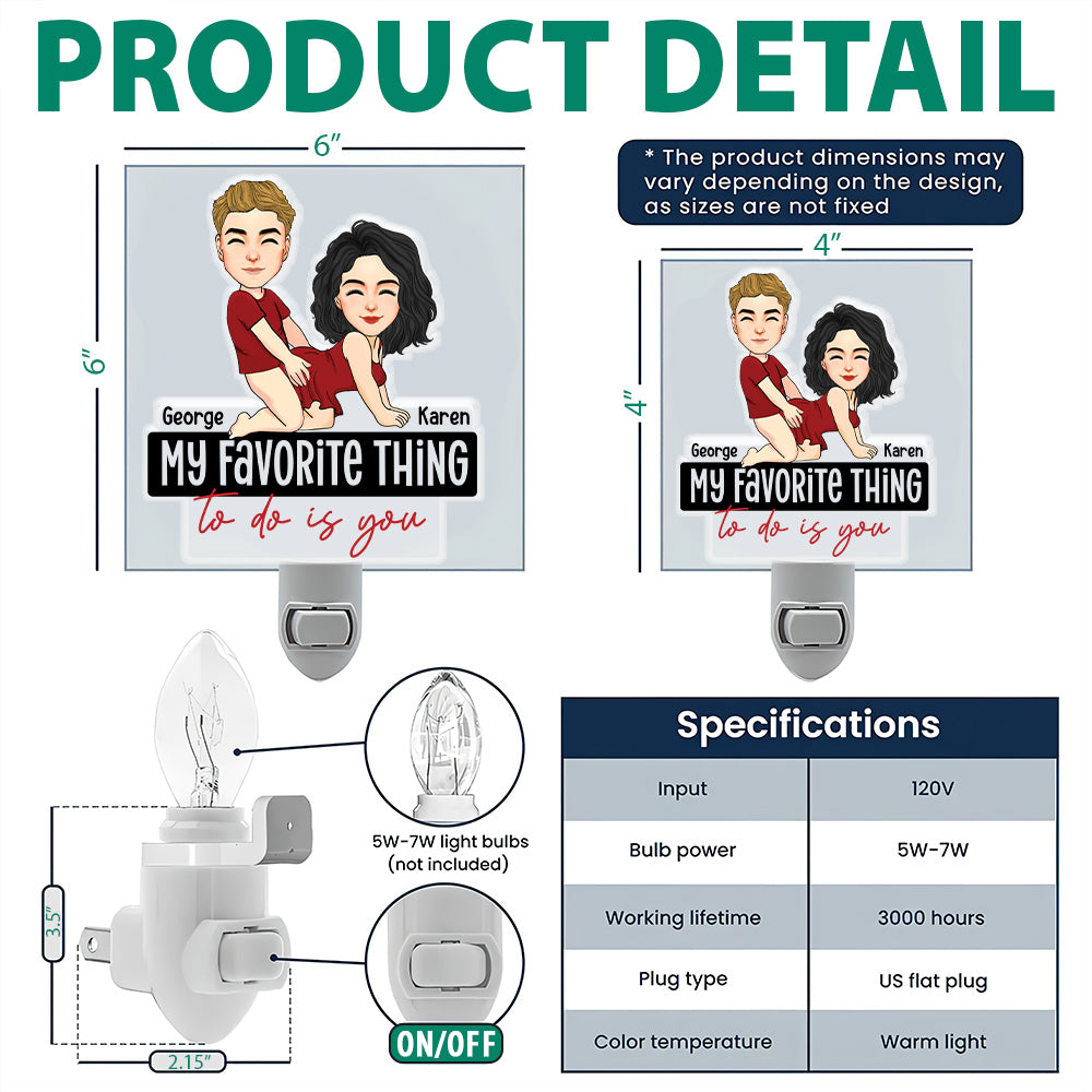 My Favorite Thing To Do Is You Couple Acrylic Night Light - Personalized Gift For Couple Tu20