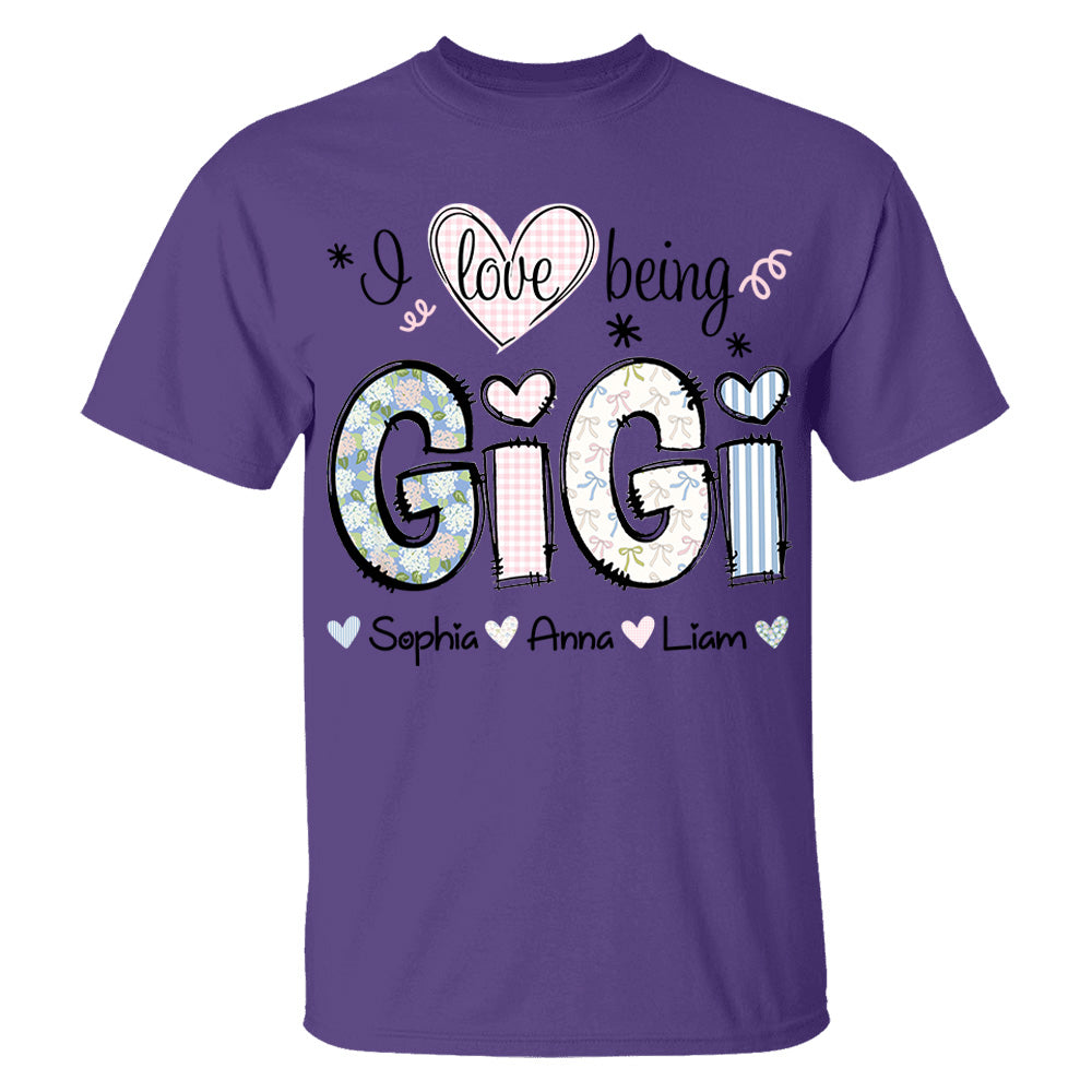 Personalized I Love Being GiGi, Custom Grandma With Grandkids Mother's Day 2025 T-Shirt T1807