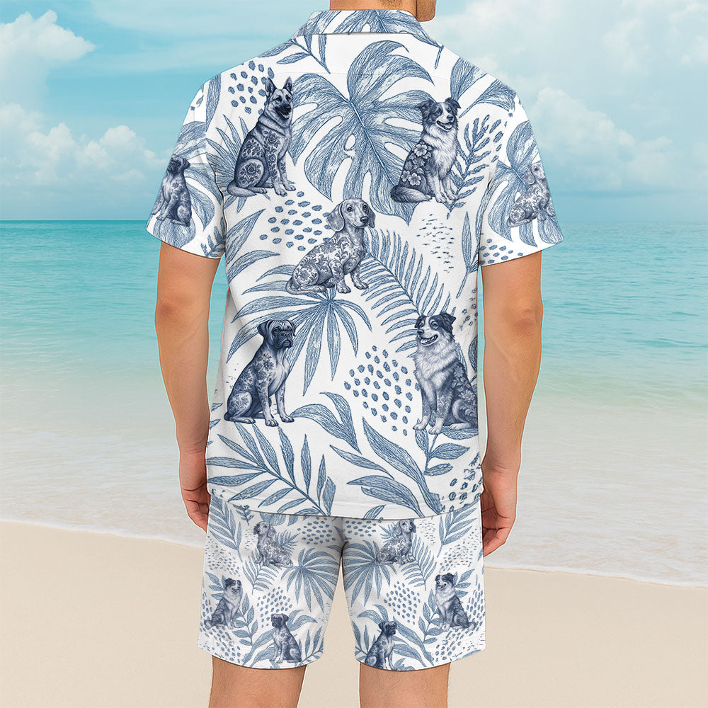 Personalized Hawaiian Shirt, Custom Dog Cat with Toile De Jouy Style, Summer Gift A2110 Pt99