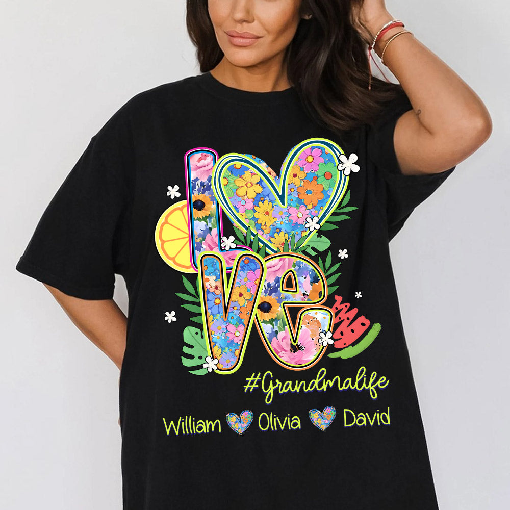 Summer Love Grandmalife - Custom Nickname & Kid Names - Personalized Shirt Gift For Grandma NA04 Li29