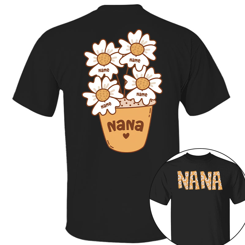 Custom Grandma Shirt With Grandchildren’s Names – Personalized Floral Daisy Tee For Grandma Pt99