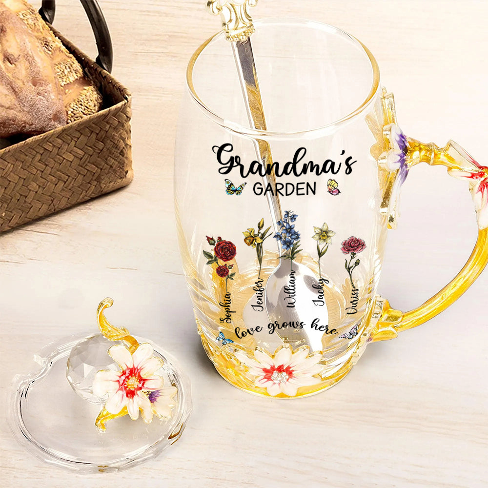 Monogram Cup Custom Name Tea Cup - Personalized Enamel Flower Tea Cup Tu20