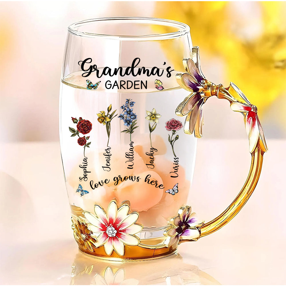 Monogram Cup Custom Name Tea Cup - Personalized Enamel Flower Tea Cup Tu20