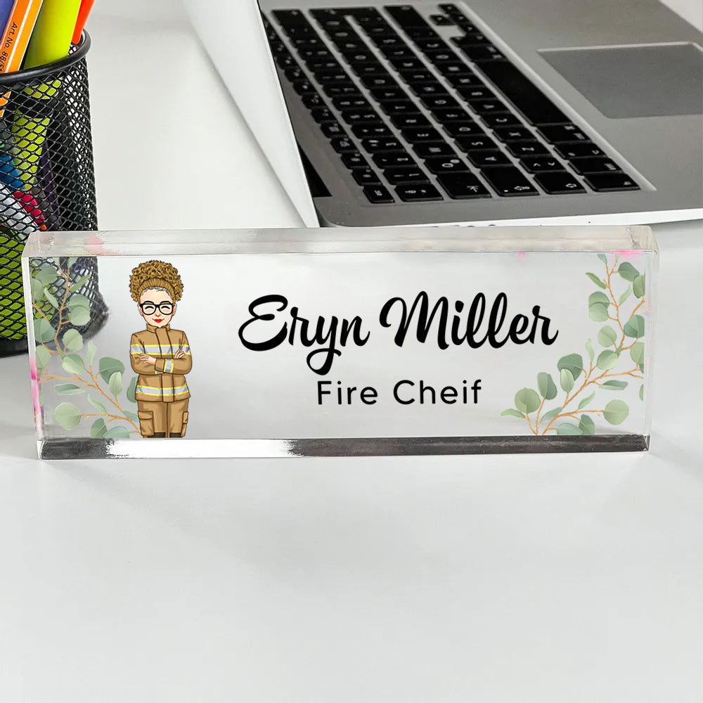 Personalized Acrylic Desk Name Plate, Office Desk Decor, Gift For Colleagues, Coworkers, Boss Hv01