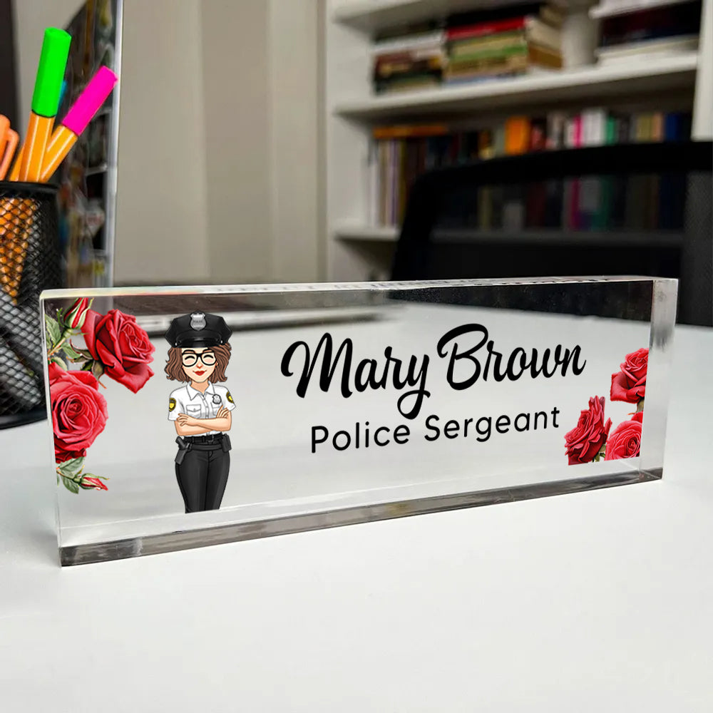 Personalized Acrylic Desk Name Plate, Office Desk Decor, Gift For Colleagues, Coworkers, Boss Hv01