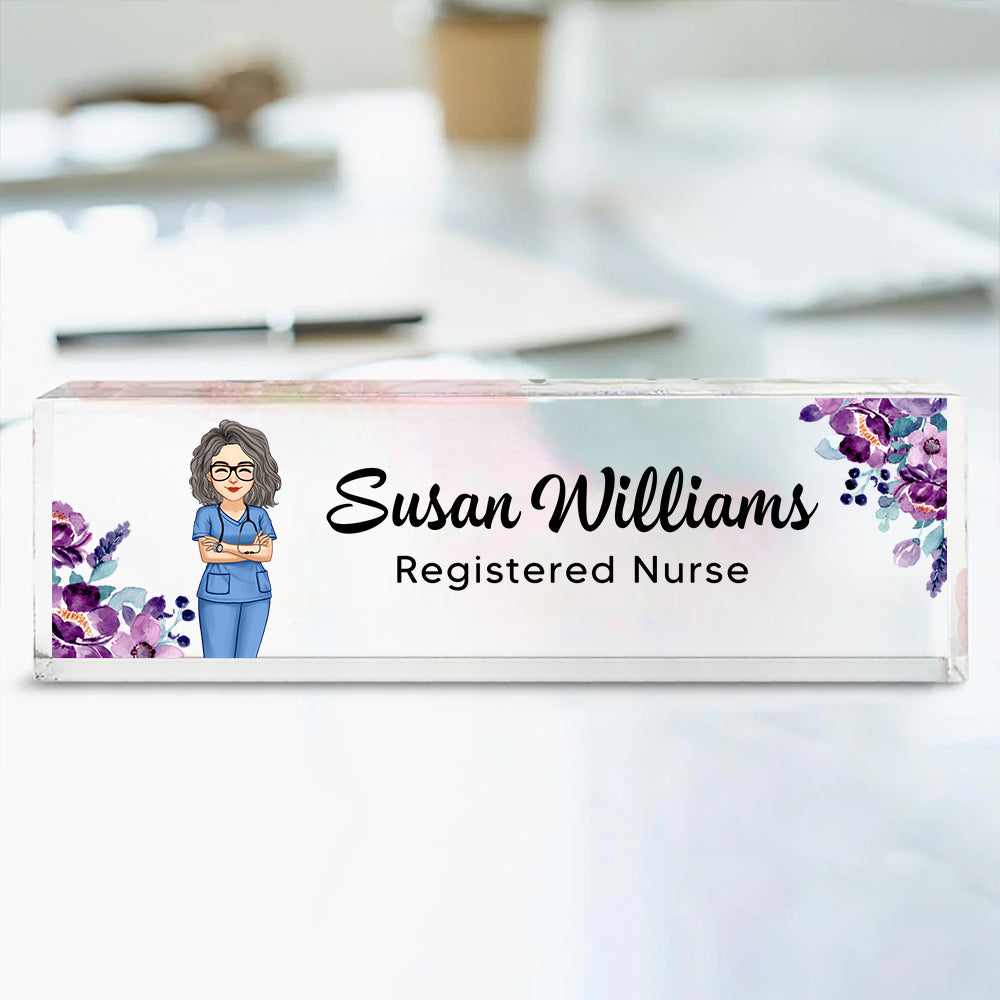 Personalized Acrylic Desk Name Plate, Office Desk Decor, Gift For Colleagues, Coworkers, Boss Hv01