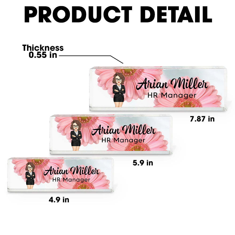 Personalized Acrylic Desk Name Plate, Office Desk Decor, Gift For Colleagues, Coworkers, Boss Hv01