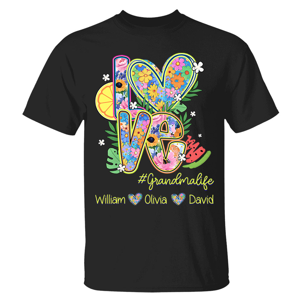 Summer Love Grandmalife - Custom Nickname & Kid Names - Personalized Shirt Gift For Grandma NA04 Li29