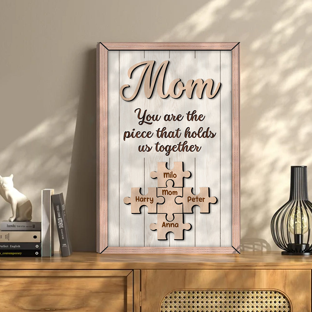 Puzzle Canvas Mom You Are The Piece That Holds Us Together Personalized Canvas Gift For Mother Grandma Do98