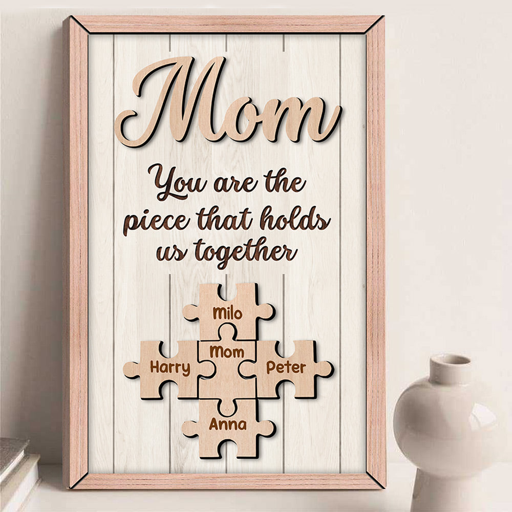 Puzzle Canvas Mom You Are The Piece That Holds Us Together Personalized Canvas Gift For Mother Grandma Do98