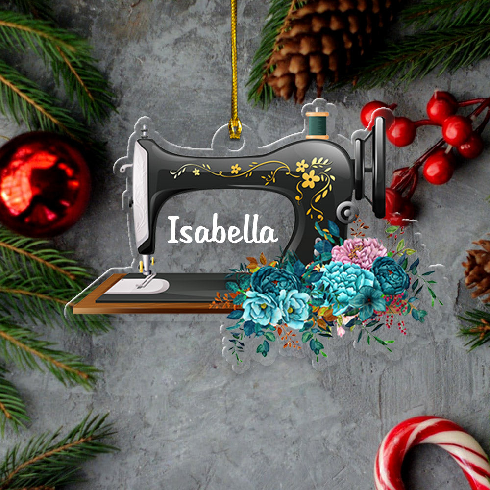 Sewing Machine Custom Shaped Acrylic Ornament One Side Print, Name & Sewing machine color can be changed, Made By Acrylic And One Side Print