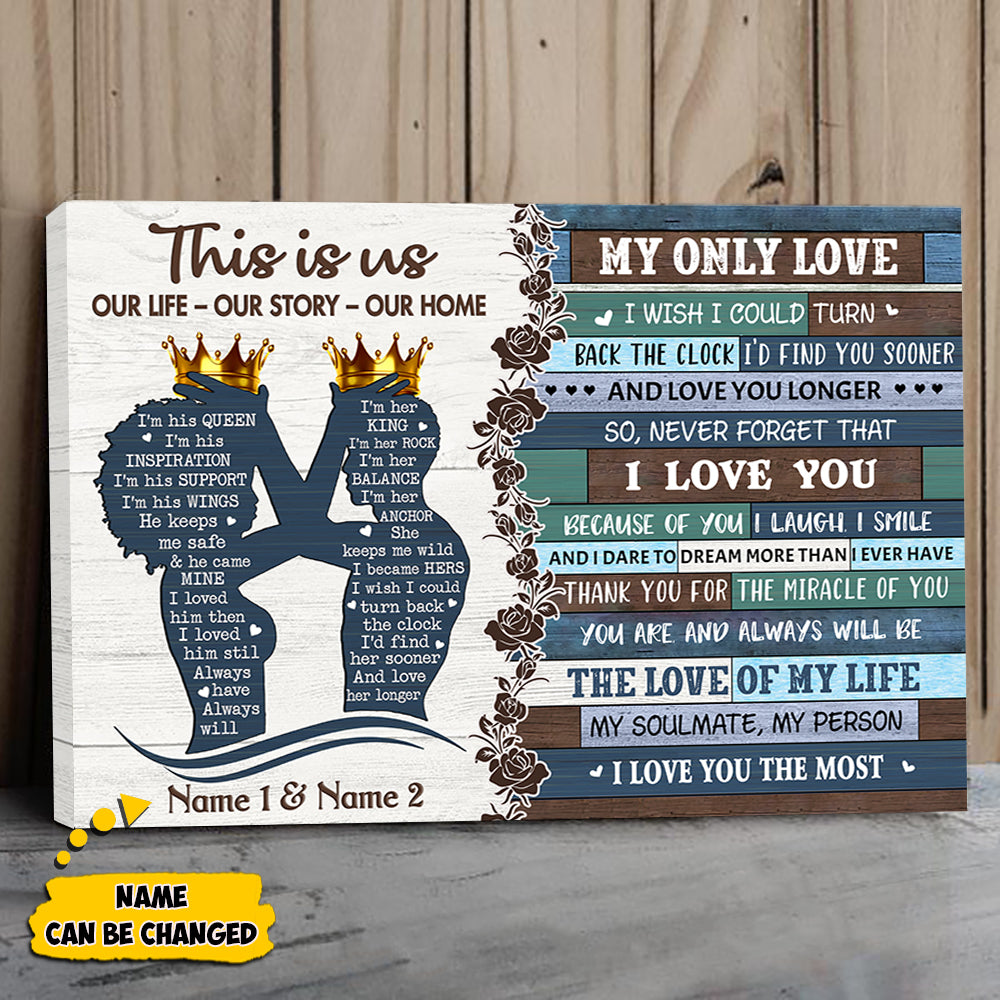 Custom This Is Us, Our Life Our Story Our Home Poster & Canvas For Black Couples, Black Love Art King & Queen, Name Can Be Changed