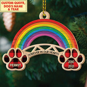 Forever In Our Hearts, Personalized Cut Shaped Wood Ornament, Rainbow Bridge Ornament Christmas, Dog Lovers, DO99, Made By Wood And One Side Print