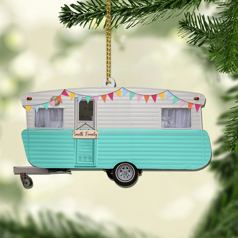Caravan Camper Ornament, Custom Shaped Acrylic Ornament Two Sides Print, Name & Caravan's Color can be changed, Made By Acrylic And The 2 Sides Are The Same