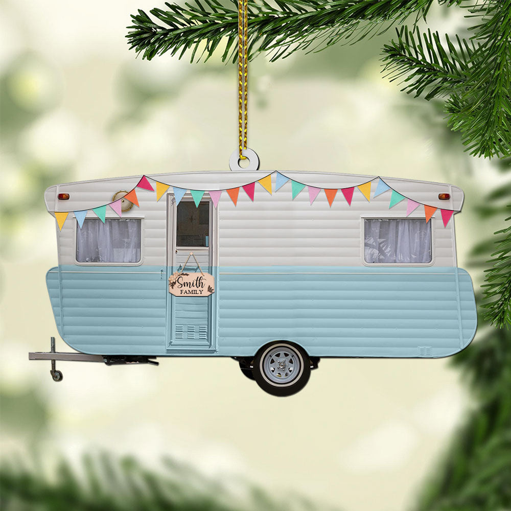 Caravan Camper Ornament, Custom Shaped Acrylic Ornament Two Sides Print, Name & Caravan's Color can be changed, Made By Acrylic And The 2 Sides Are The Same