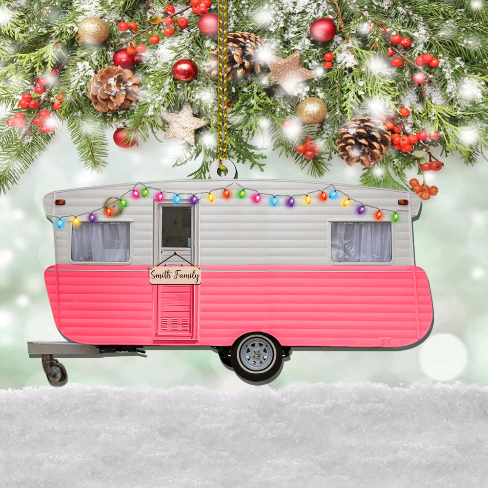 Caravan Camper Ornament, Custom Shaped Acrylic Ornament Two Sides Print, Name & Caravan's Color can be changed, Made By Acrylic And The 2 Sides Are The Same