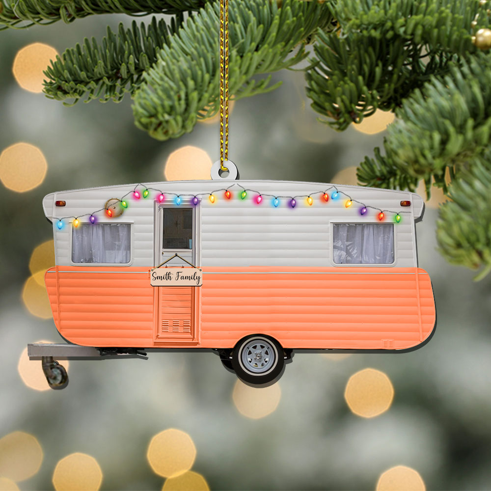 Caravan Camper Ornament, Custom Shaped Acrylic Ornament Two Sides Print, Name & Caravan's Color can be changed, Made By Acrylic And The 2 Sides Are The Same