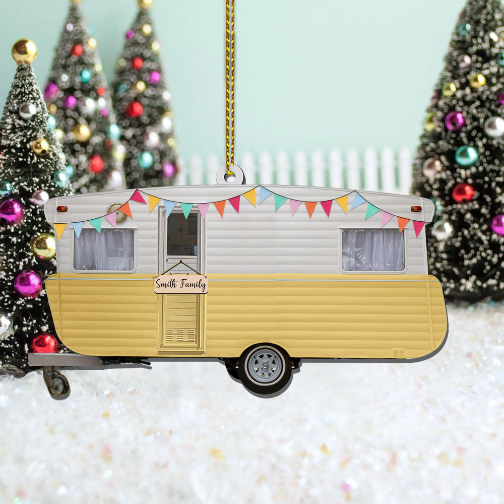Caravan Camper Ornament, Custom Shaped Acrylic Ornament Two Sides Print, Name & Caravan's Color can be changed, Made By Acrylic And The 2 Sides Are The Same