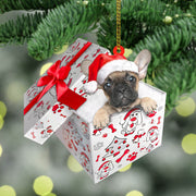 French Bulldog Christmas Gift Cut Shaped Acrylic Ornament Two Sides, Lovers French Bulldog, Frenchie, Made By Acrylic And The 2 Sides Are The Same