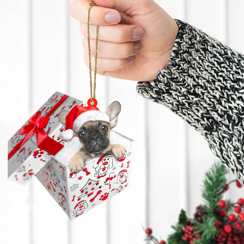 French Bulldog Christmas Gift Cut Shaped Acrylic Ornament Two Sides, Lovers French Bulldog, Frenchie, Made By Acrylic And The 2 Sides Are The Same