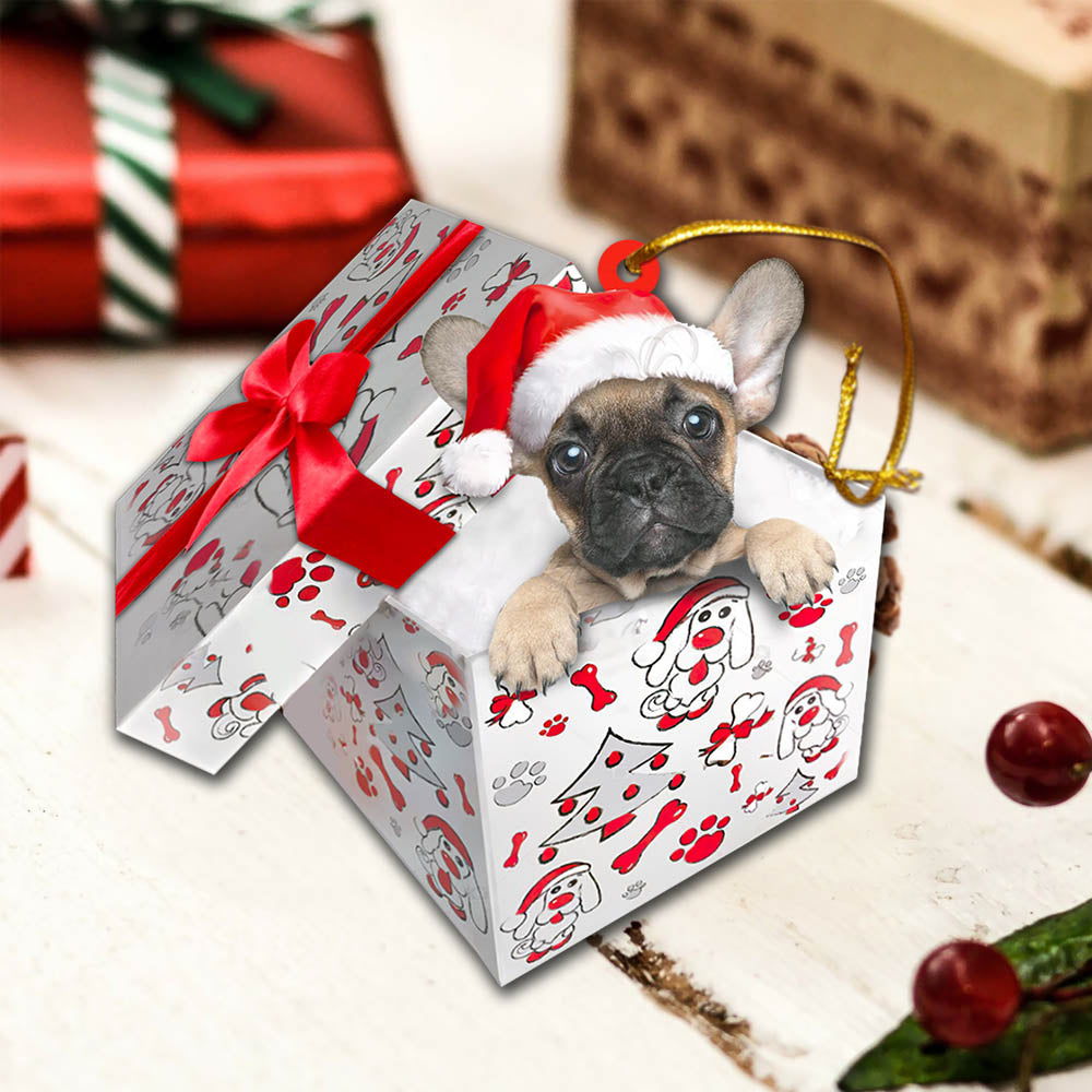 French Bulldog Christmas Gift Cut Shaped Acrylic Ornament Two Sides, Lovers French Bulldog, Frenchie, Made By Acrylic And The 2 Sides Are The Same