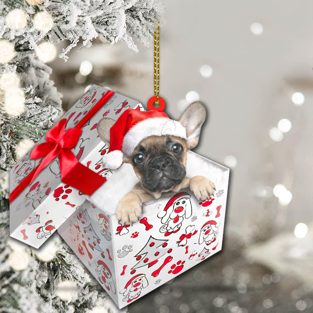 French Bulldog Christmas Gift Cut Shaped Acrylic Ornament Two Sides, Lovers French Bulldog, Frenchie, Made By Acrylic And The 2 Sides Are The Same