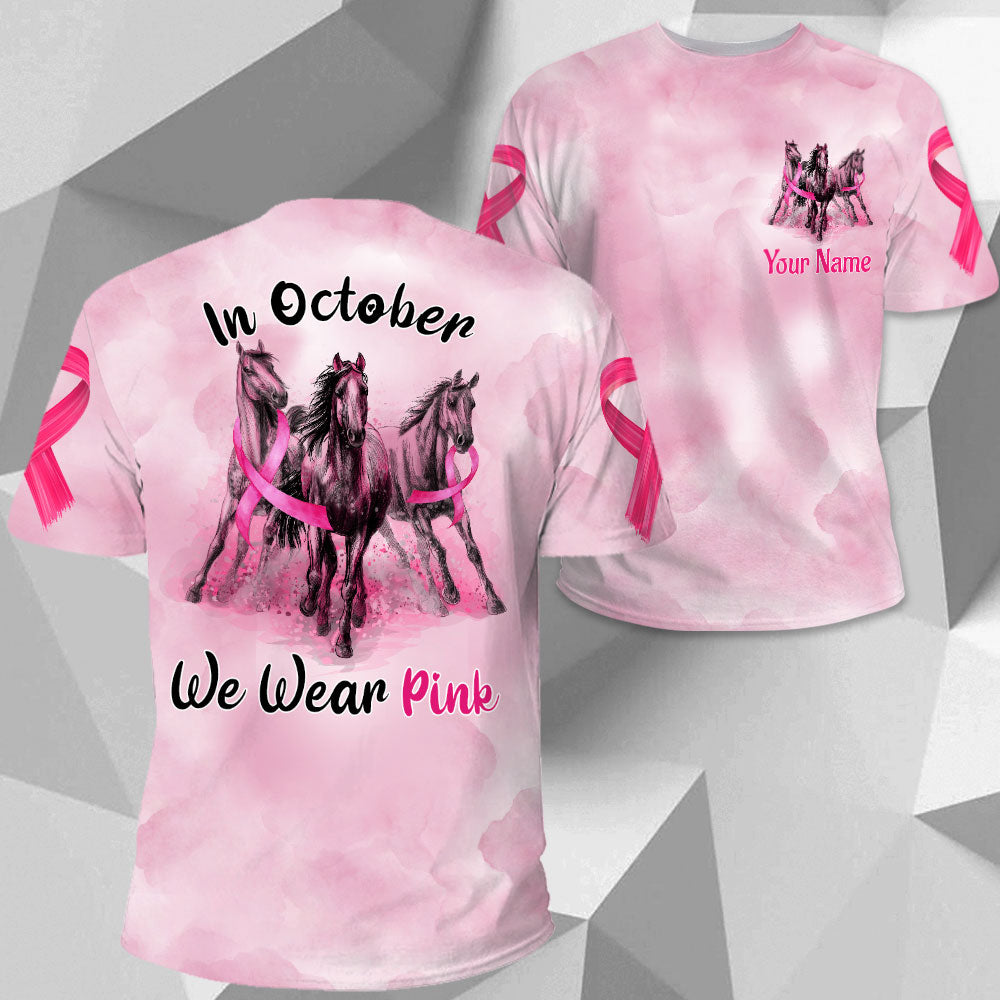 In October We Wear Pink Horse All Over Print Shirts