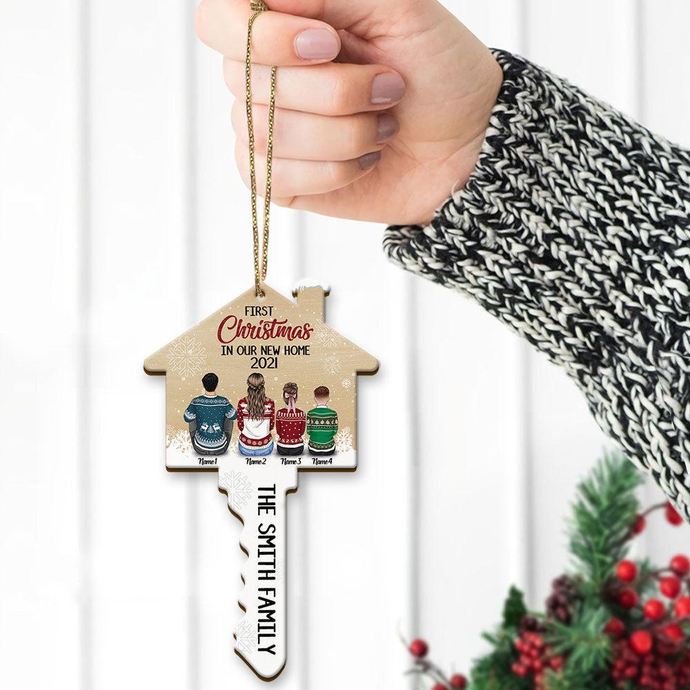 First Christmas In Our New Home 2021, Personalized Ornament Christmas Gifts, Name, Last Name & Character Can Be Changed TRHN