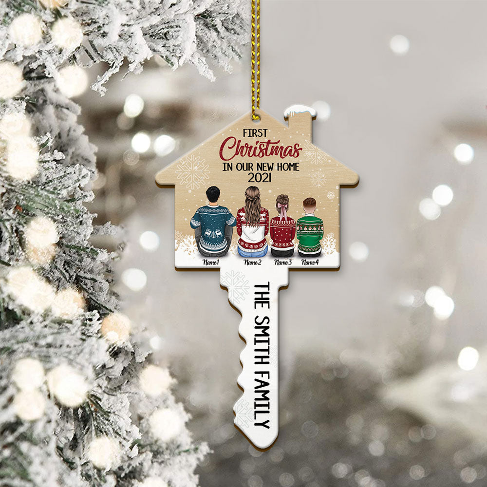 First Christmas In Our New Home 2021, Personalized Ornament Christmas Gifts, Name, Last Name & Character Can Be Changed TRHN