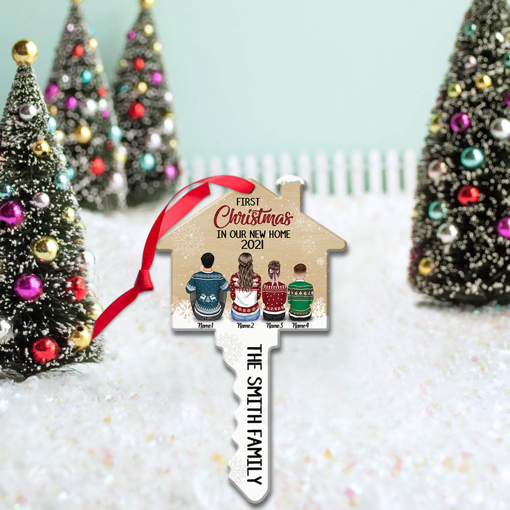 First Christmas In Our New Home 2021, Personalized Ornament Christmas Gifts, Name, Last Name & Character Can Be Changed TRHN