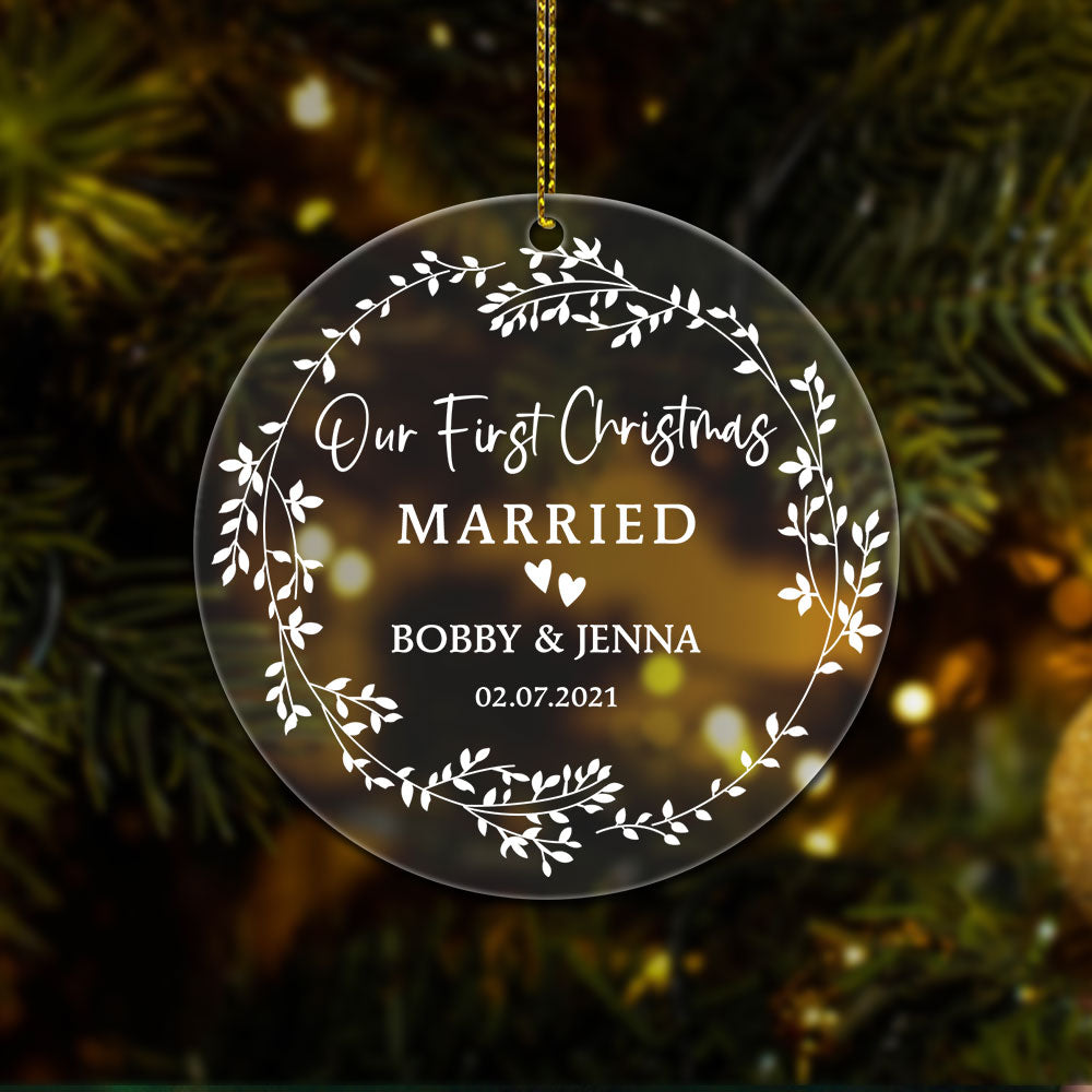Our First Christmas Together, Acrylic Engaged or Married Ornament Gift, Christmas Gift, Wedding Gift, Name & Date can be changed TRHN, Made By Acrylic And One Side Print