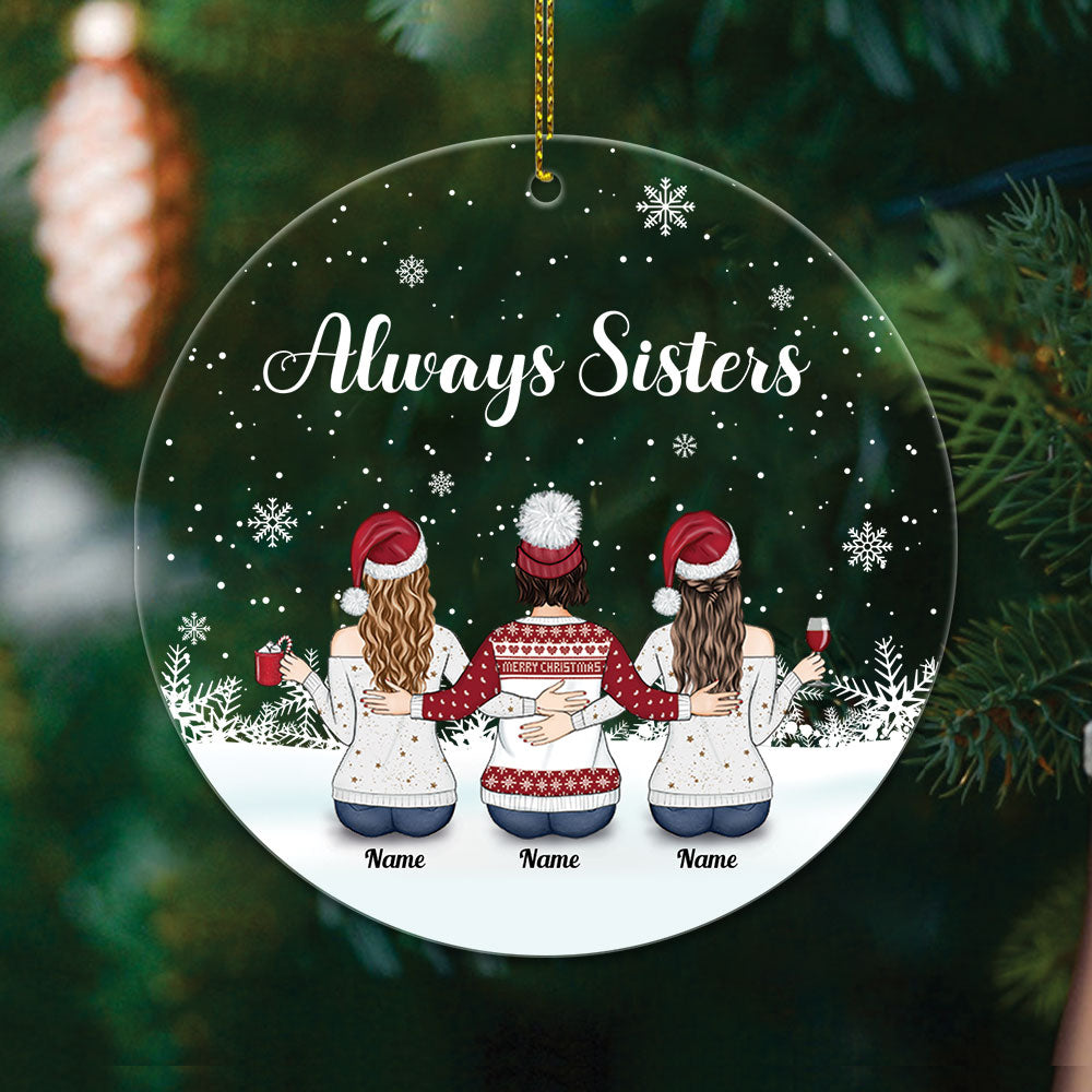 Always Sisters, Personalized Acrylic Ornament for your beloved Sisters, Name & Character can be changed, Made By Acrylic And One Side Print