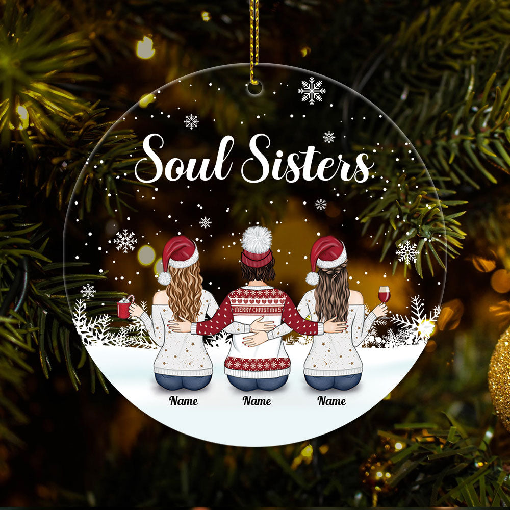 Always Sisters, Personalized Acrylic Ornament for your beloved Sisters, Name & Character can be changed, Made By Acrylic And One Side Print