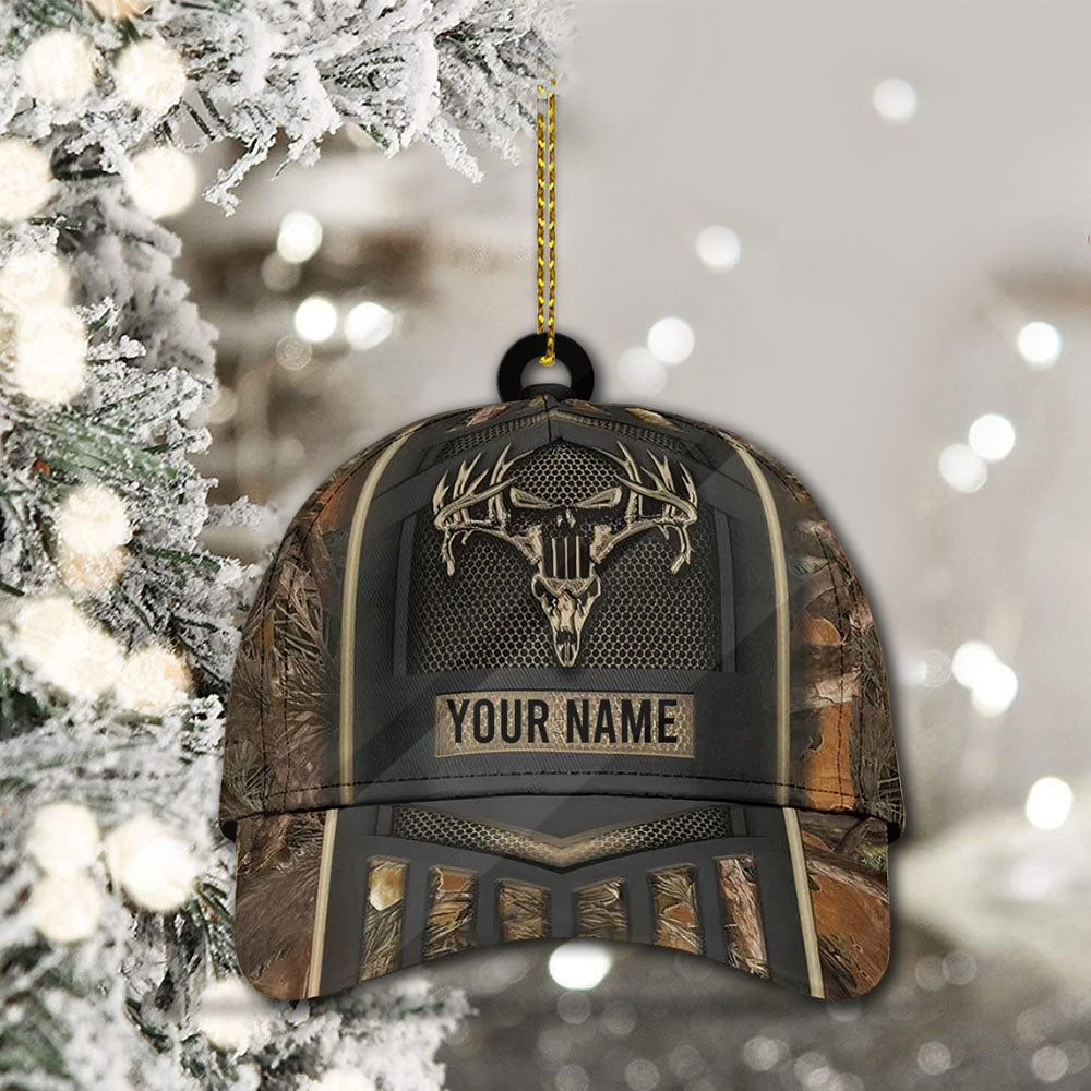Customized Name Classic Cap Ornament, Hunting Personalized Acrylic Ornament, Name & Camo Patterns can be changed