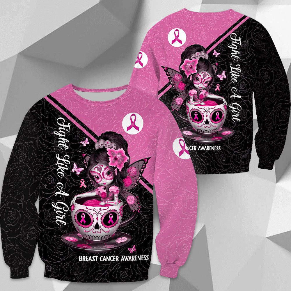 Sugar Skull Fairy In Tea, All Over Print Shirts For Helping Raise Awareness Of Breast Cancer