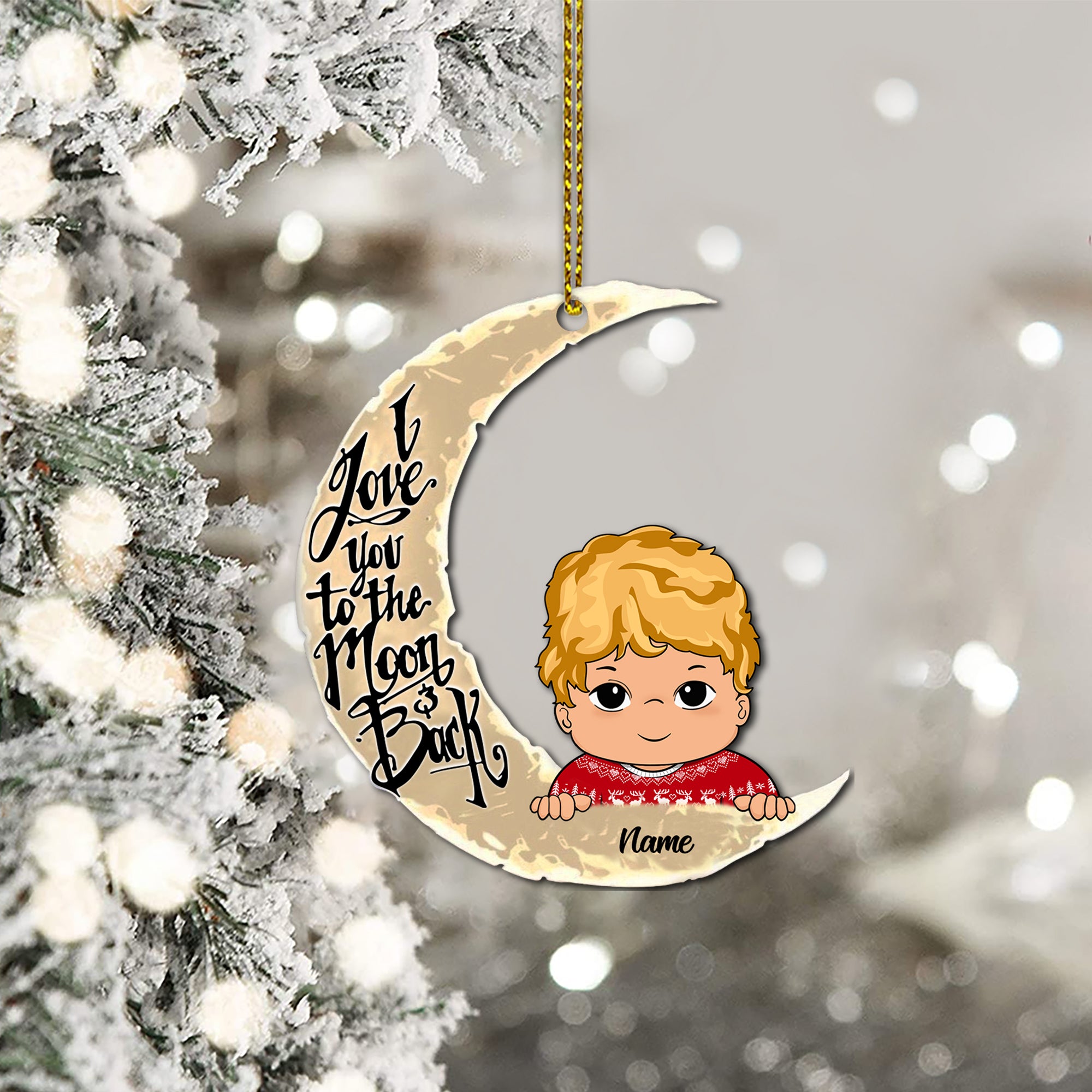 I Love You To The Moon and Back Personalized Ornament TRNA