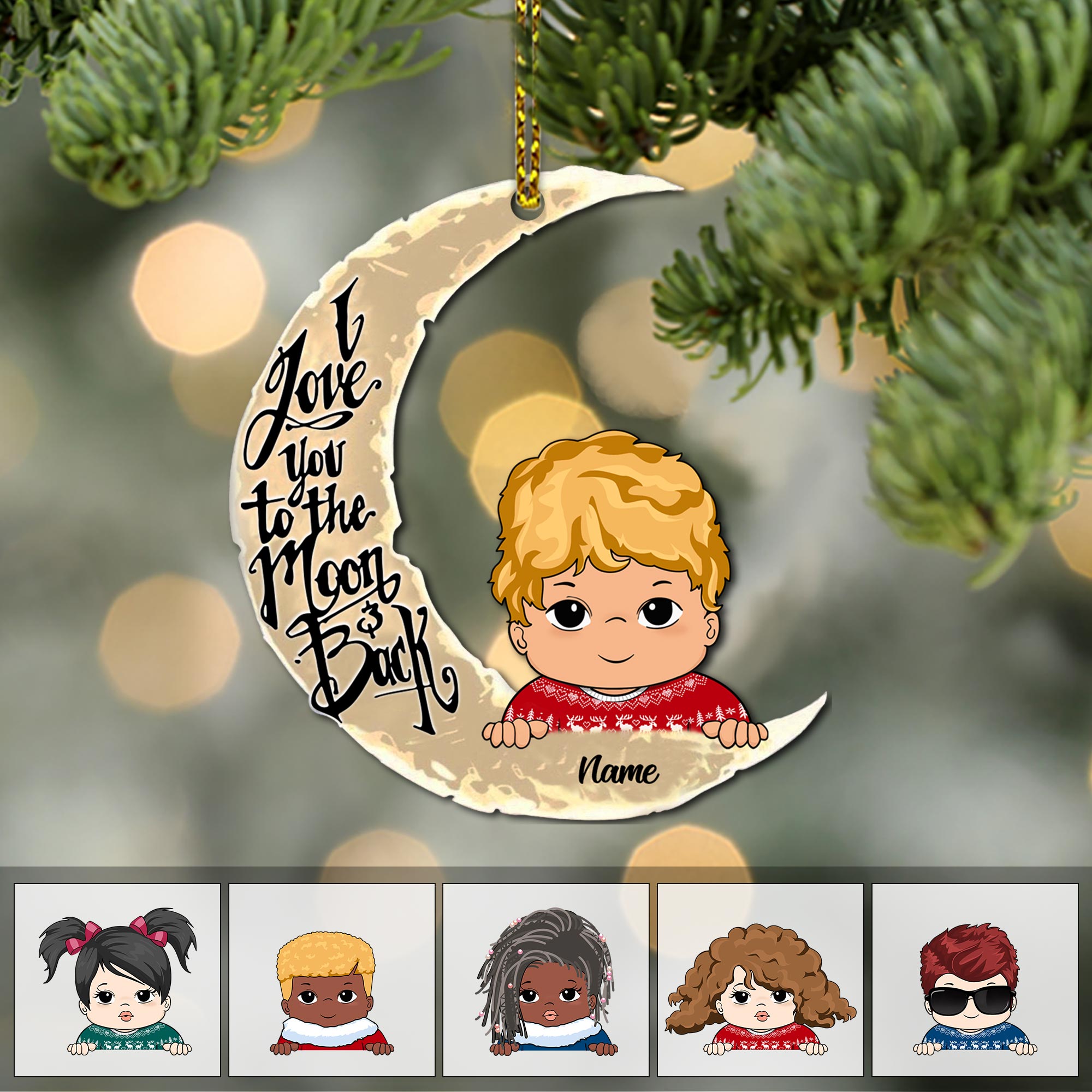 I Love You To The Moon and Back Personalized Ornament TRNA