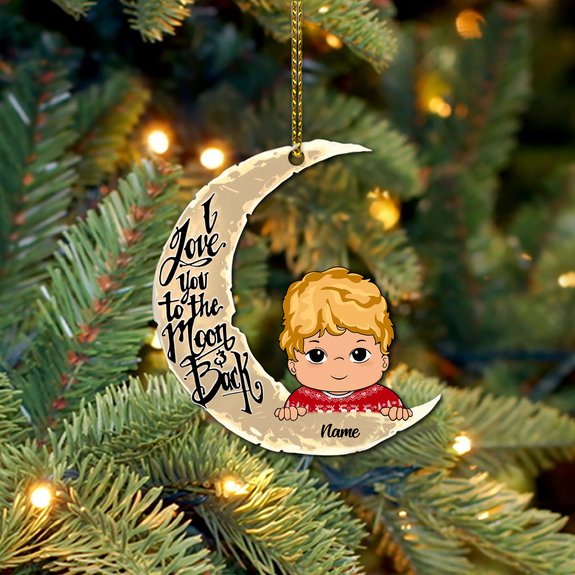 I Love You To The Moon and Back Personalized Ornament TRNA