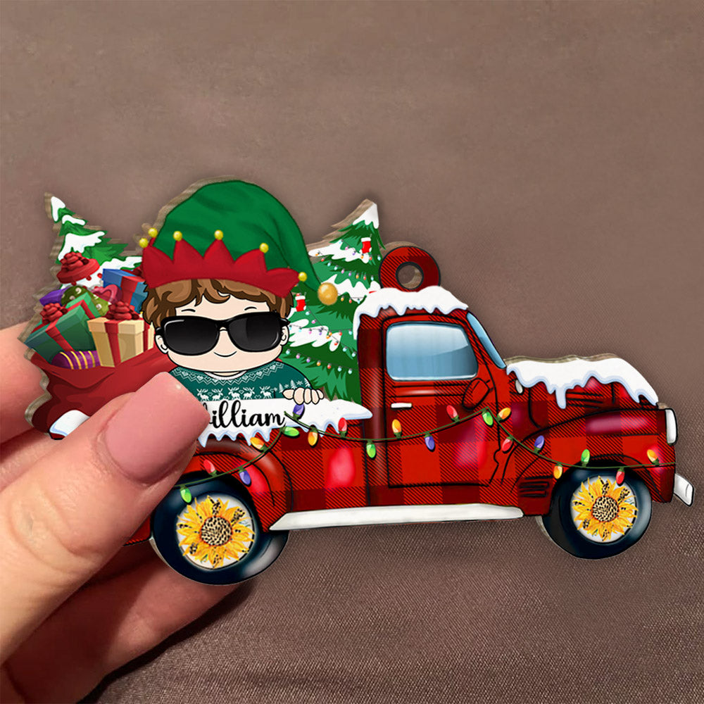 Loads Of Love, Personalized Christmas Shaped Kids Wood Ornament Vr2