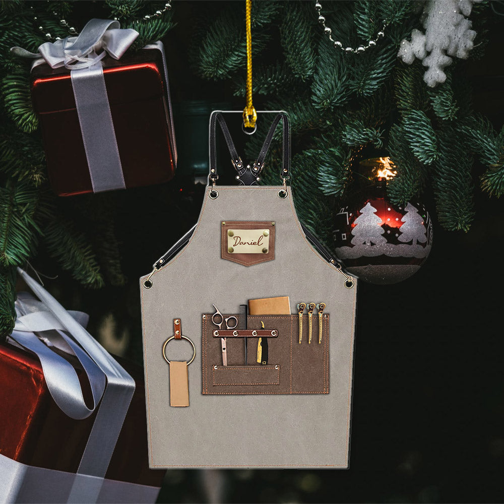 Apron for Hairdresser/ Barber Custom Shaped Acrylic Ornament Two Sides Print, Name & Apron's Color can be changed
