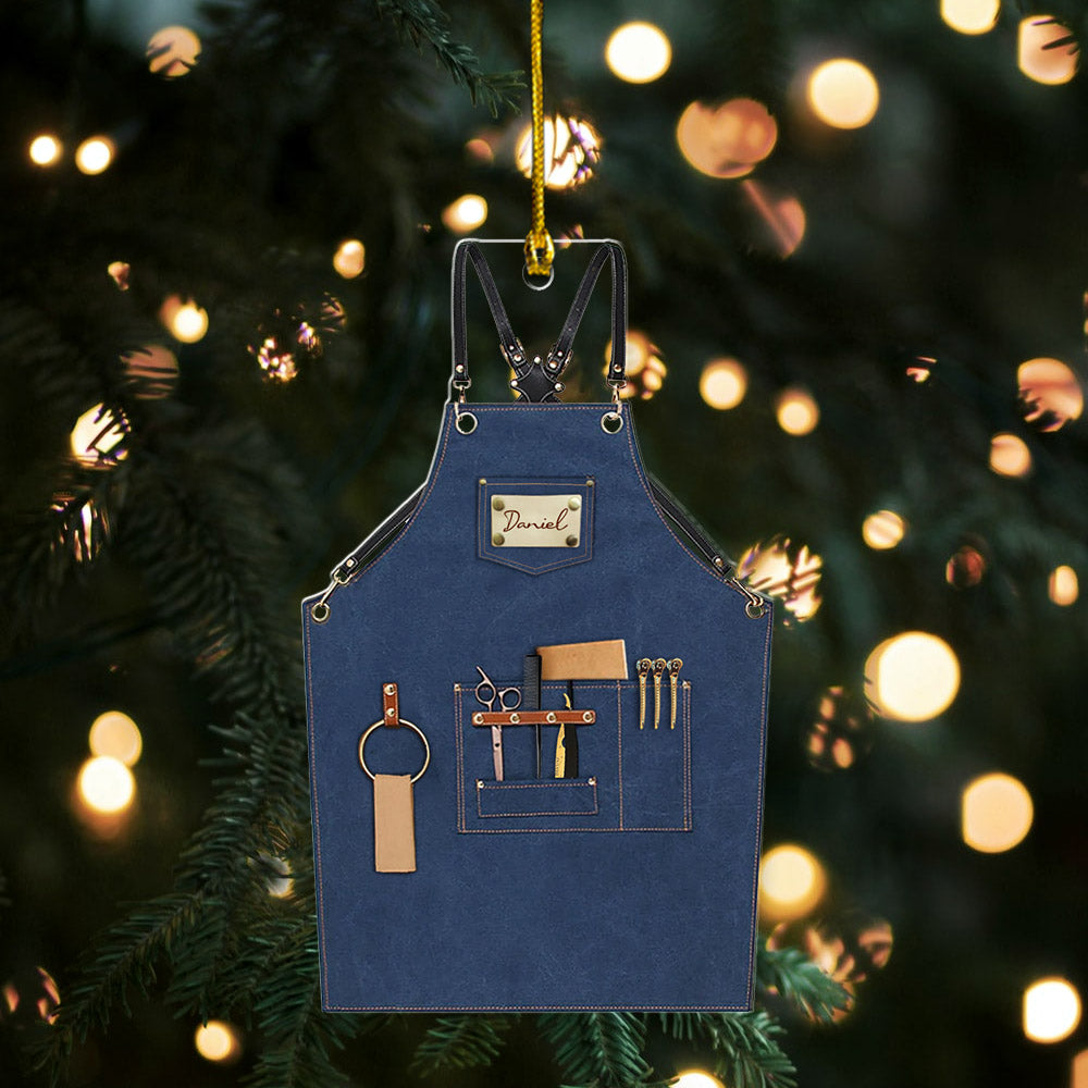 Apron for Hairdresser/ Barber Custom Shaped Acrylic Ornament Two Sides Print, Name & Apron's Color can be changed