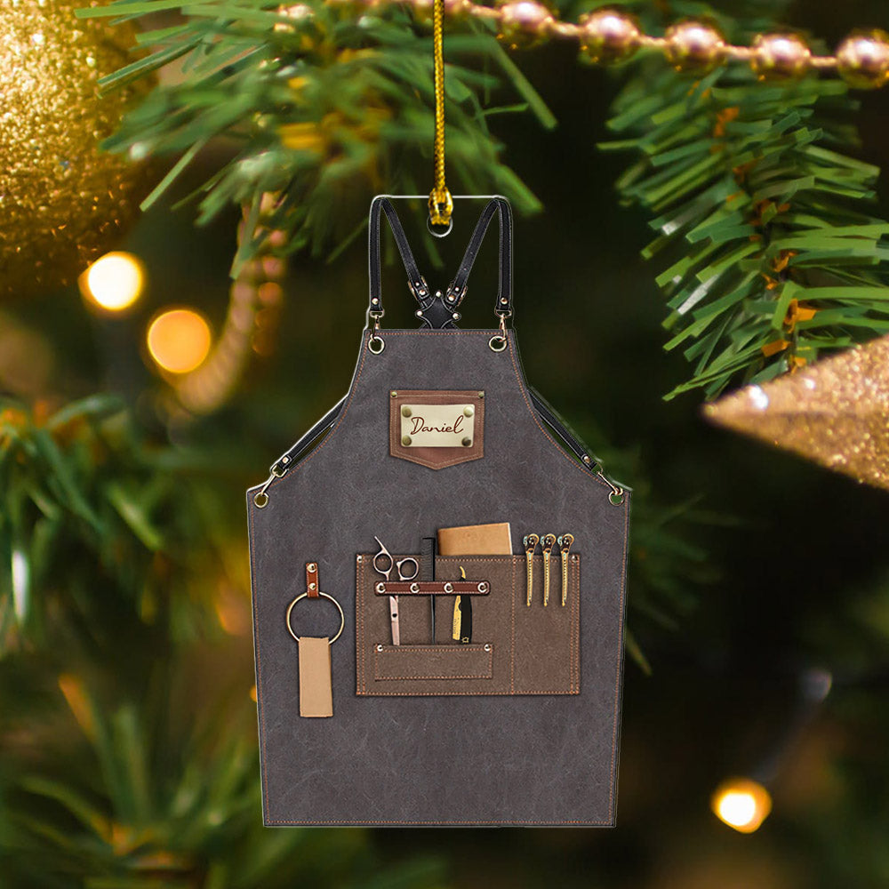 Apron for Hairdresser/ Barber Custom Shaped Acrylic Ornament Two Sides Print, Name & Apron's Color can be changed