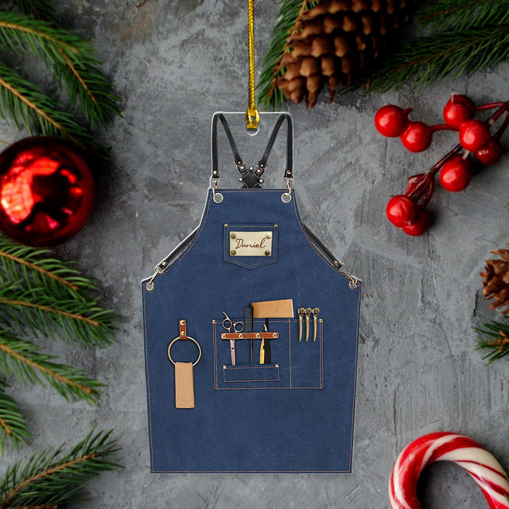 Apron for Hairdresser/ Barber Custom Shaped Acrylic Ornament Two Sides Print, Name & Apron's Color can be changed