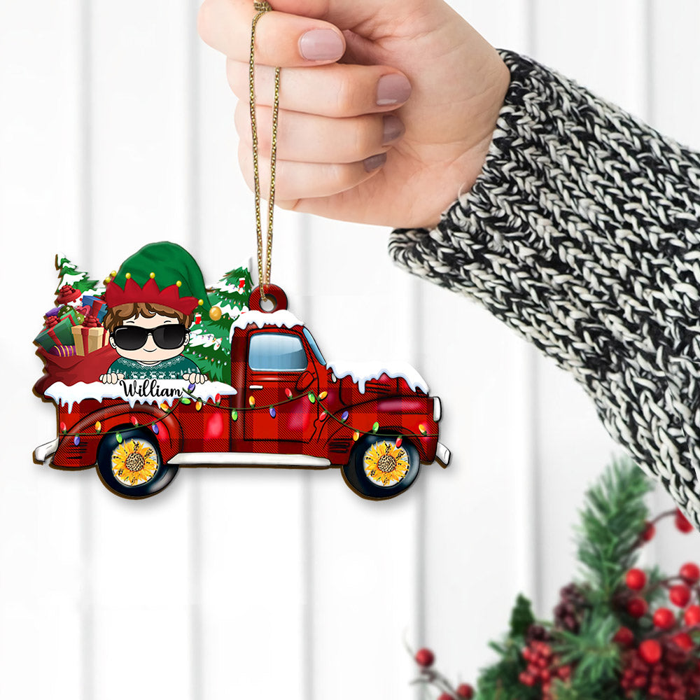 Loads Of Love, Personalized Christmas Shaped Kids Wood Ornament Vr2