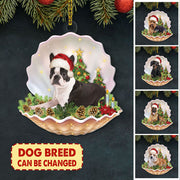 Boston Terrier Pearl in Christmas Two Sided Ornament
