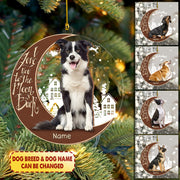 Border Collie Sitting And Happy On The Moon 2 Layer Mix Wood And Acrylic Ornament