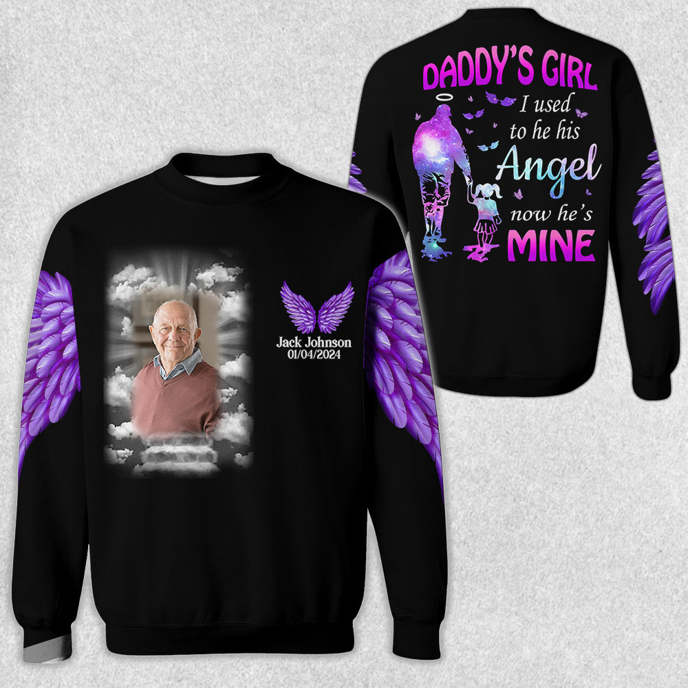Daddy's Girl, I Used To Be His Angel Now He's Mine, Personalized Photo Memorial Shirt A2110 Tu20